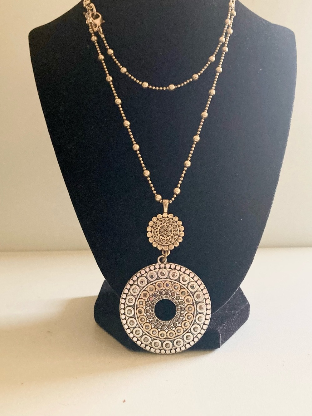 Lucky Brand Gold and silver Tone Double Pendant preloved Necklace jewelry